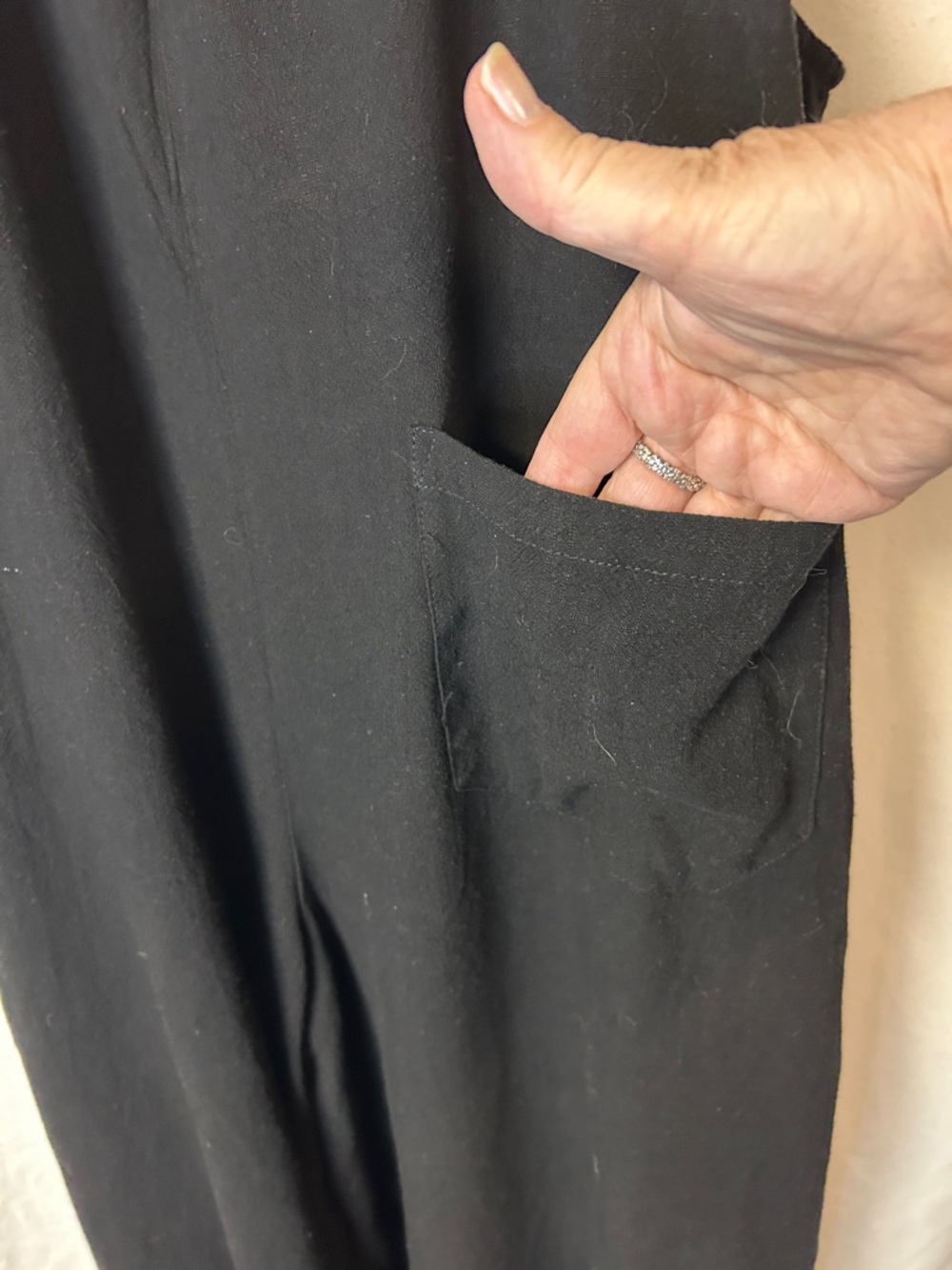 Black Wide-Leg Overalls Size 2XL  Linen Blend Adjustable - Picture 8 of 13